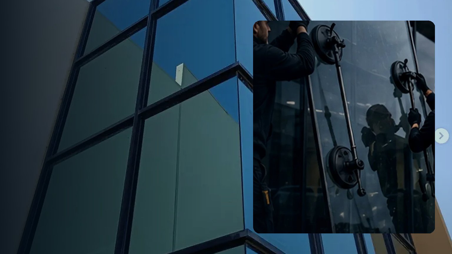 Commercial glass facade with business glazing and shopfront repair context